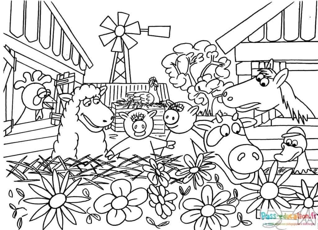 Coloriage Ferme animée à imprimer et colorier