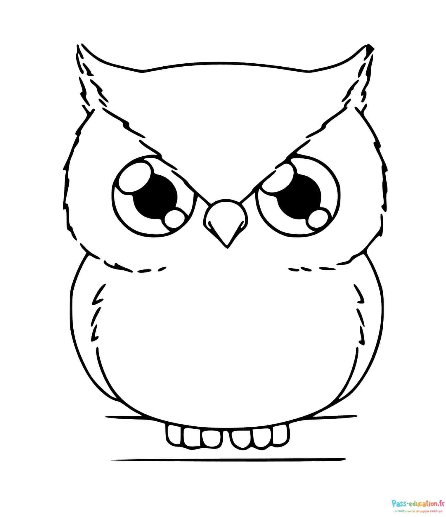 Coloriage Hibou vigilant à imprimer et colorier