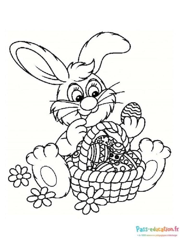 Coloriage Lapin de Pâques à imprimer et colorier