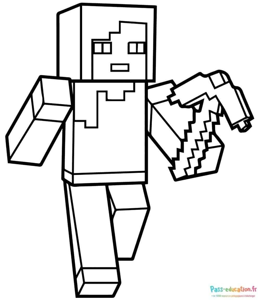 Coloriage Steve de Minecraft à imprimer et colorier