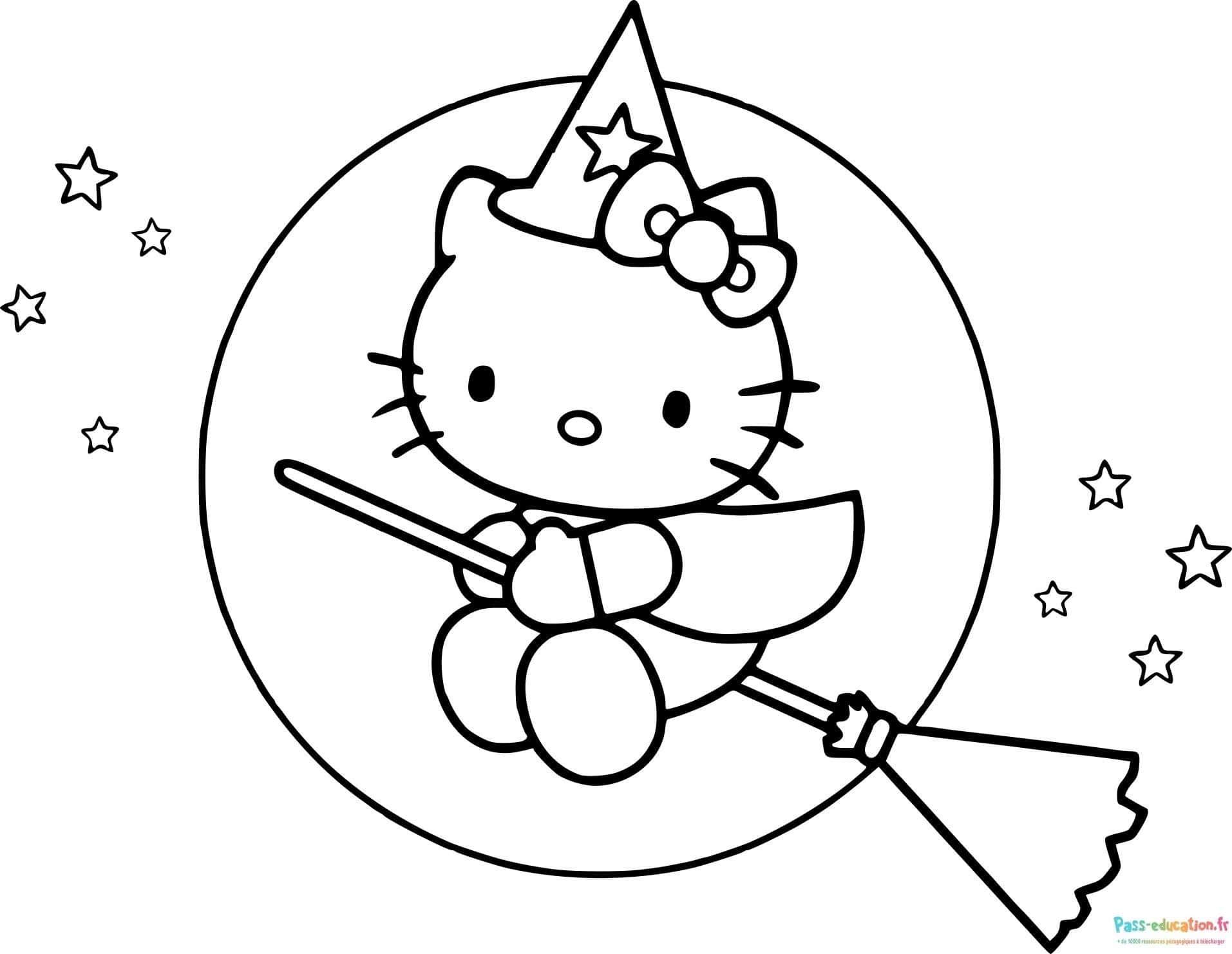 Coloriage Hello Kitty magique à imprimer et colorier