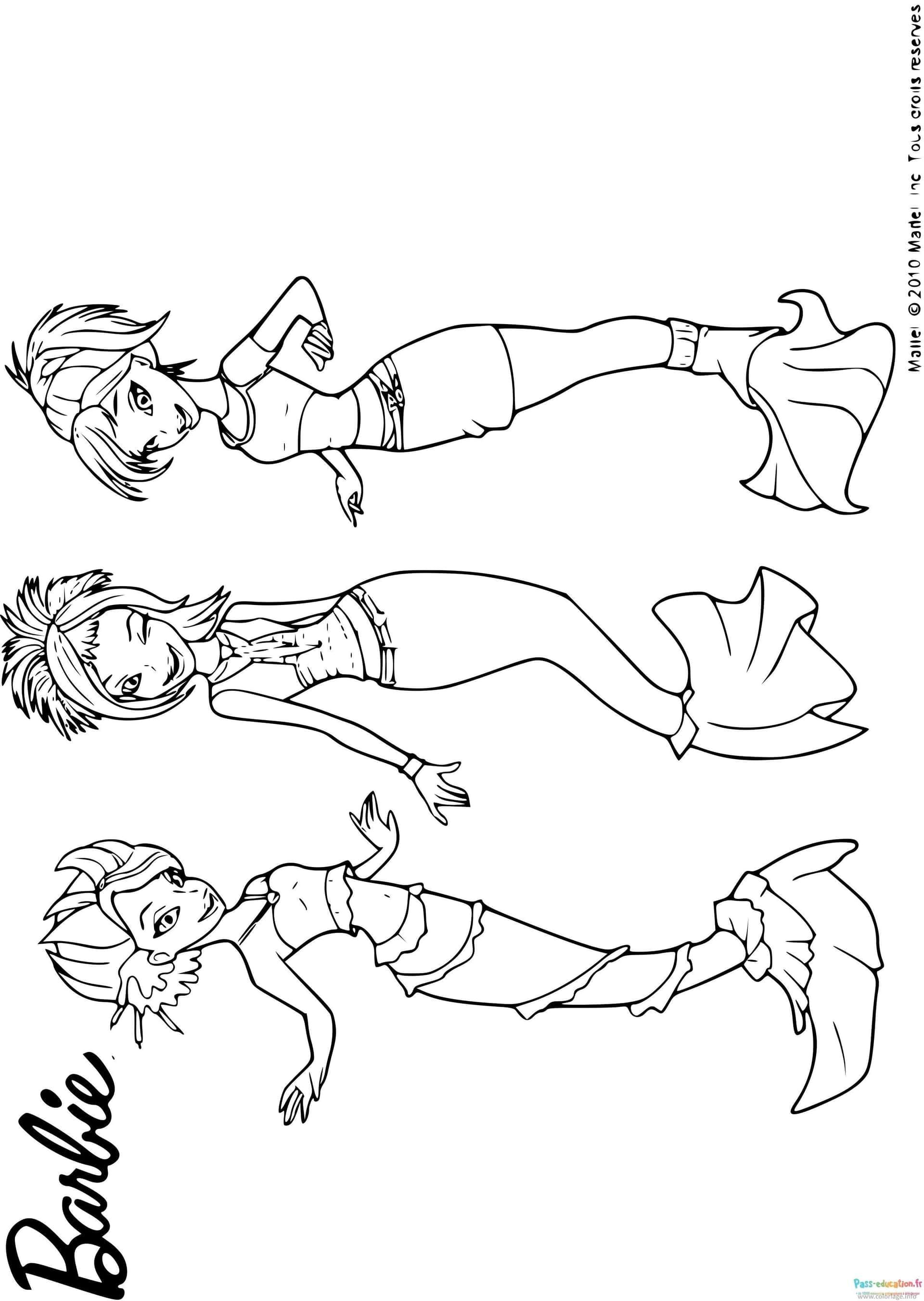 Coloriage Sirènes Barbie à imprimer et colorier