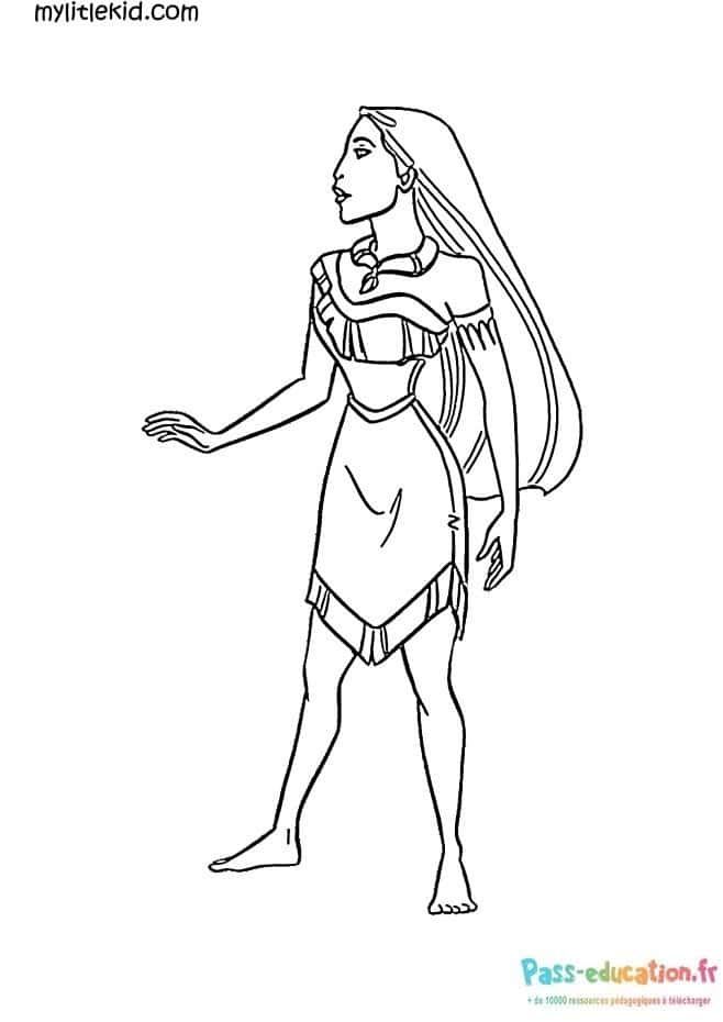 Coloriage Pocahontas élégante à imprimer et colorier