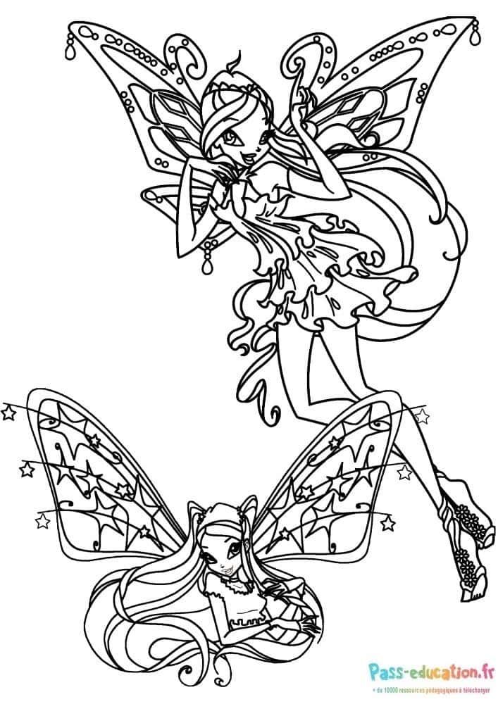 Coloriage Fées élégantes à imprimer et colorier