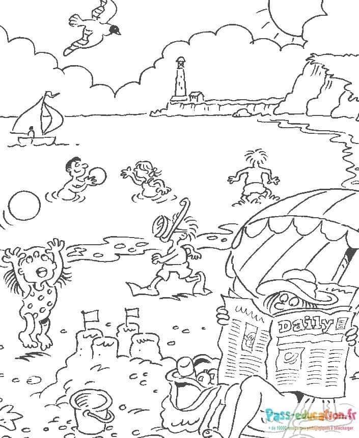Coloriage Journée à la plage à imprimer et colorier