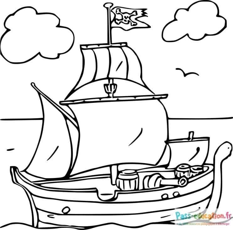 Coloriage Bateau pirate à imprimer et colorier