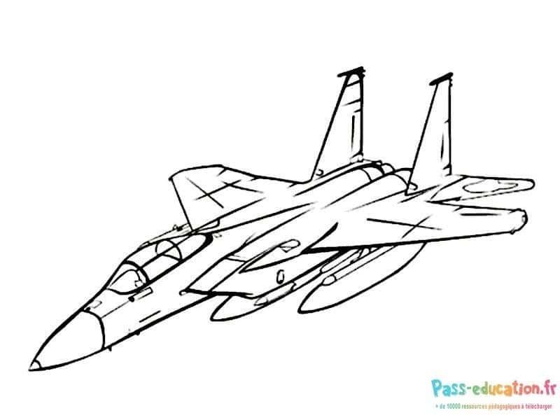 Coloriage Jet militaire à imprimer et colorier