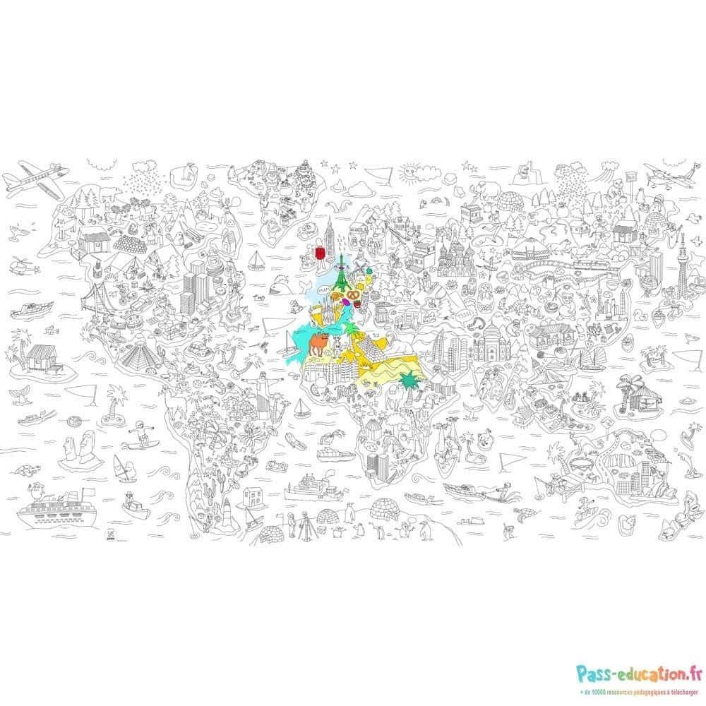 Coloriage Carte du monde fantastique à imprimer et colorier