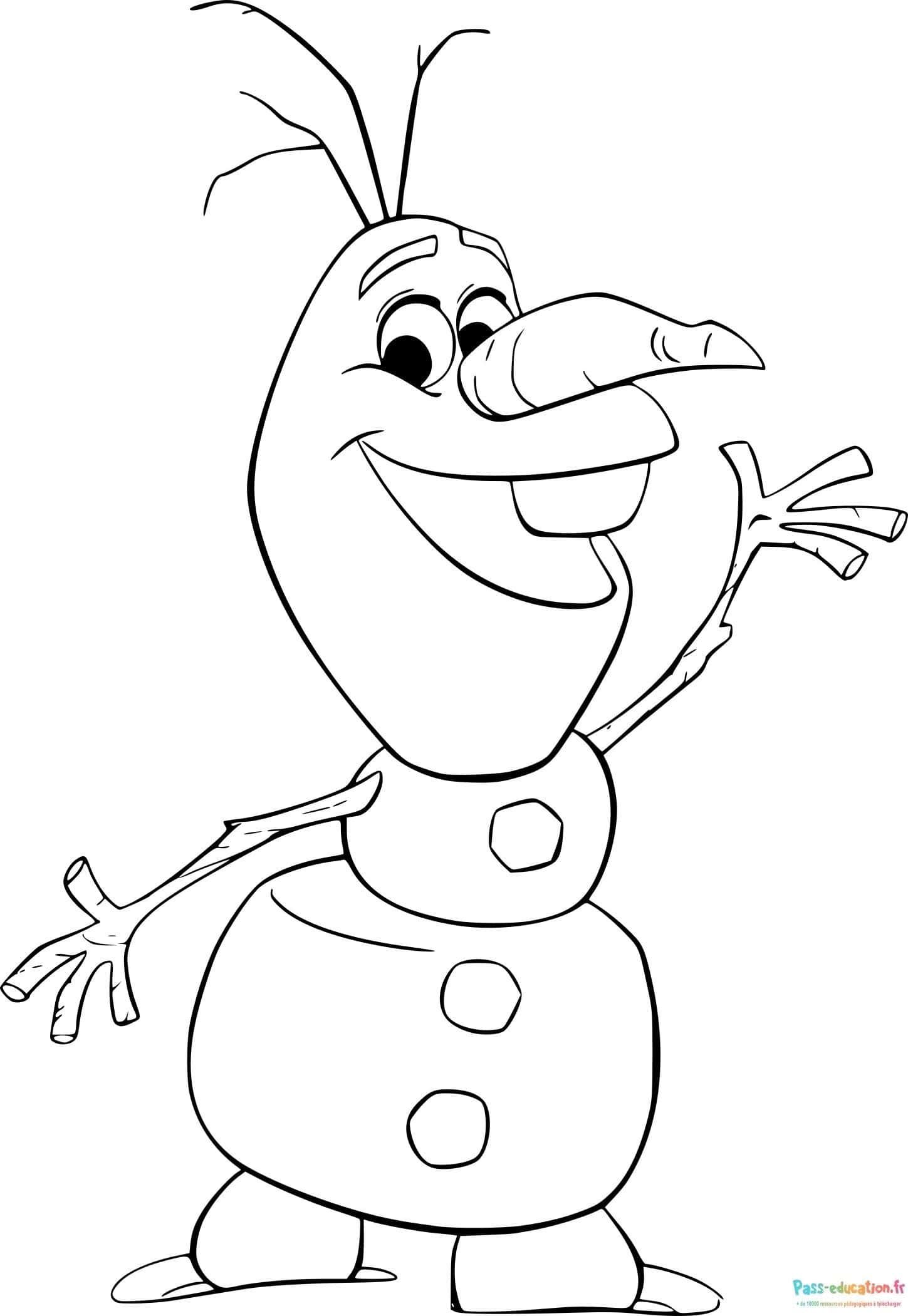 Coloriage Olaf souriant à imprimer et colorier