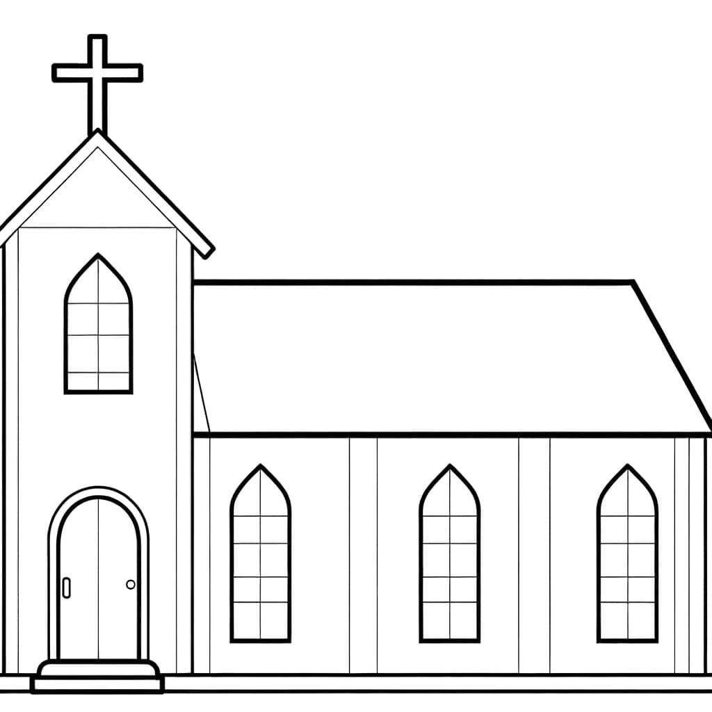 Coloriage Église à imprimer et colorier