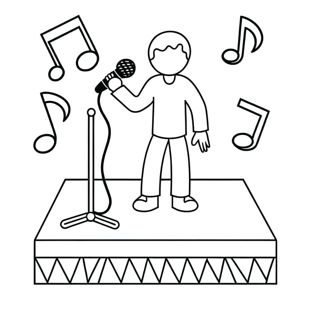 Coloriage Chanteur sur scène à imprimer et colorier