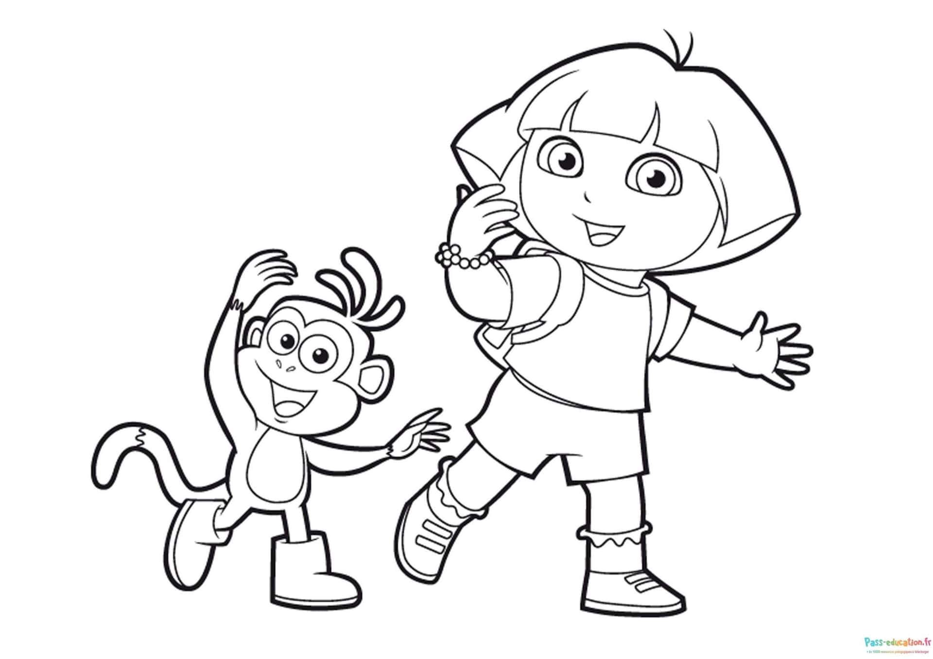 Coloriage Dora et Babouche à imprimer et colorier