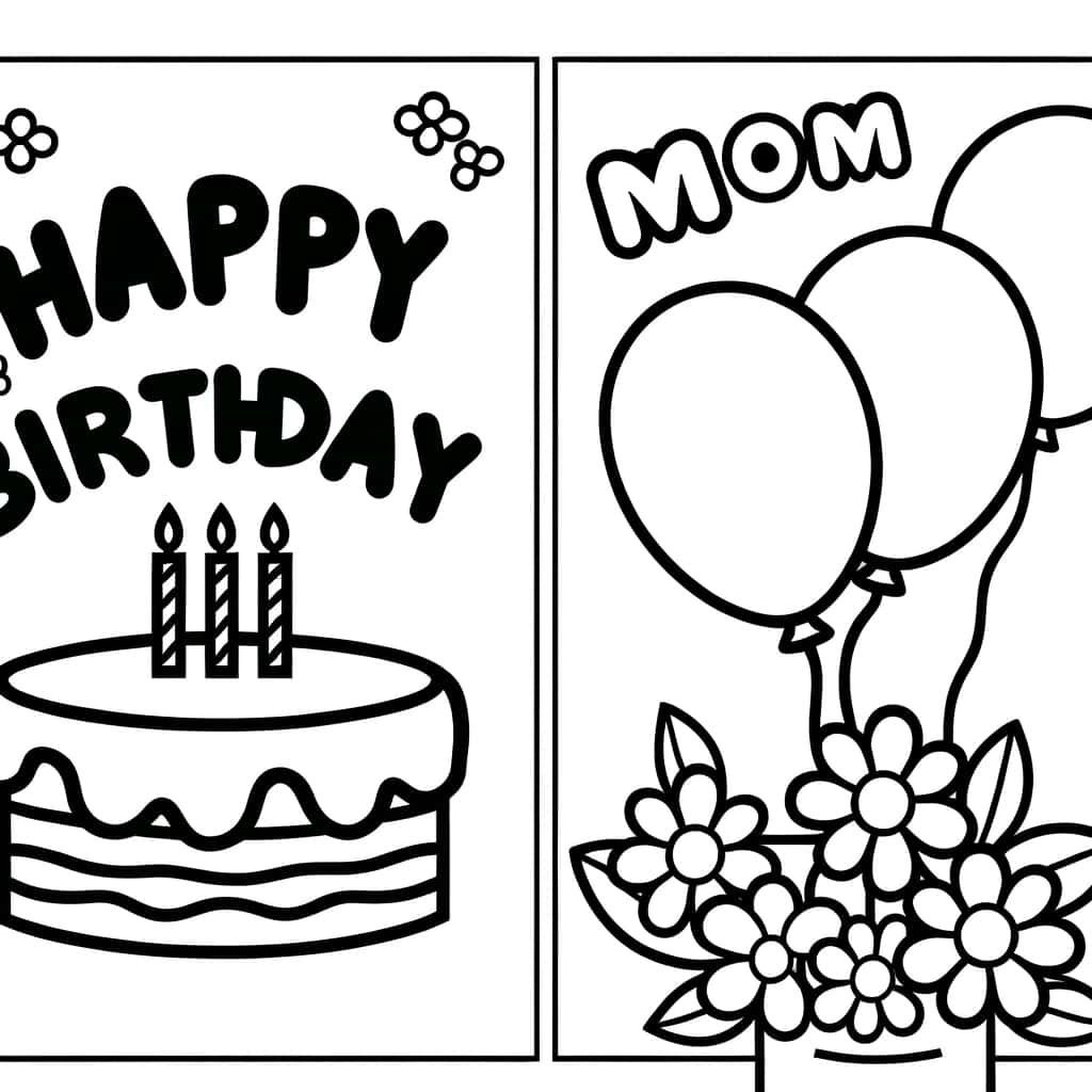 Coloriage Bon Anniversaire Maman à imprimer et colorier