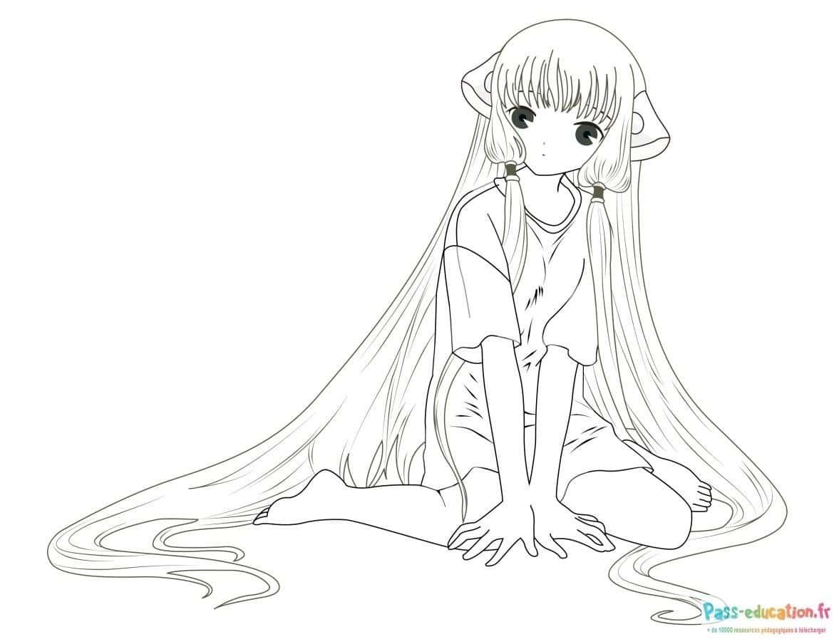 Coloriage Jeune fille manga à imprimer et colorier
