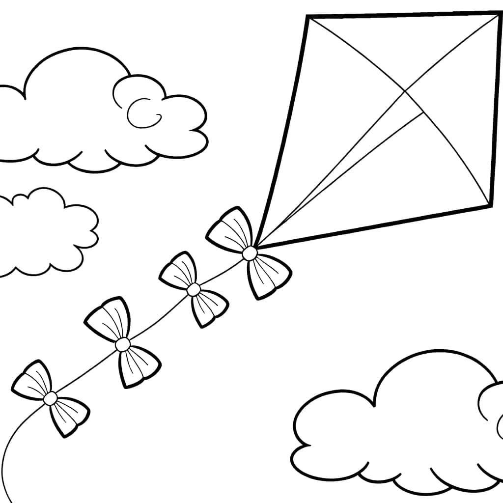 Coloriage Cerf-volant dans le ciel à imprimer et colorier