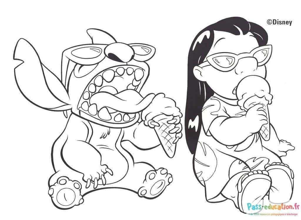 Coloriage Lilo et Stitch glaces à imprimer et colorier