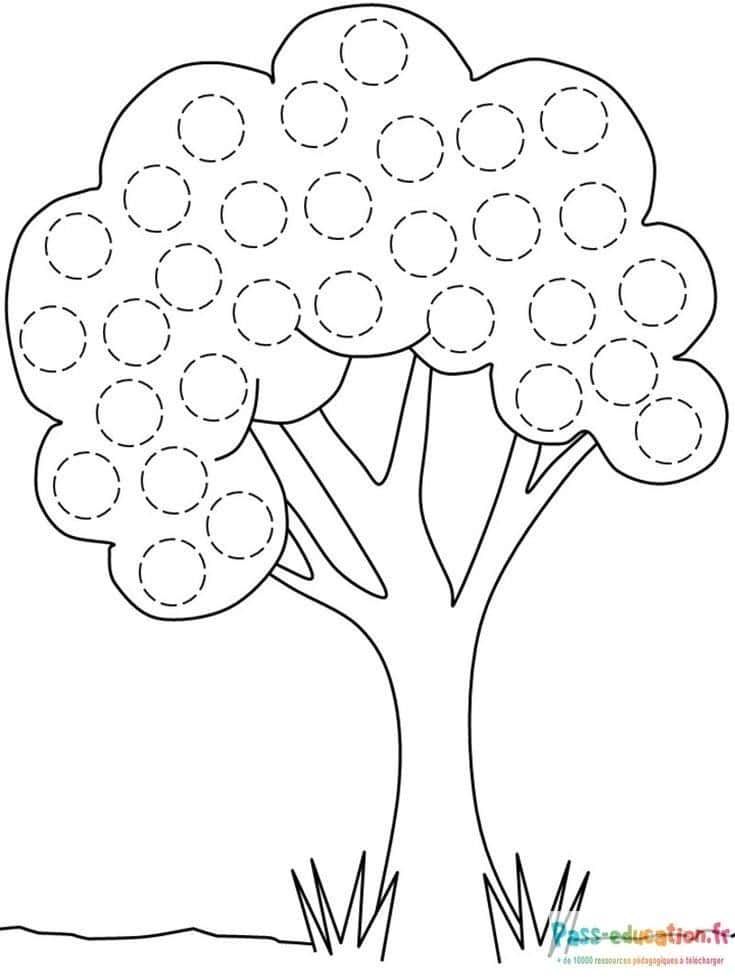 Coloriage Arbre fruitier à imprimer et colorier