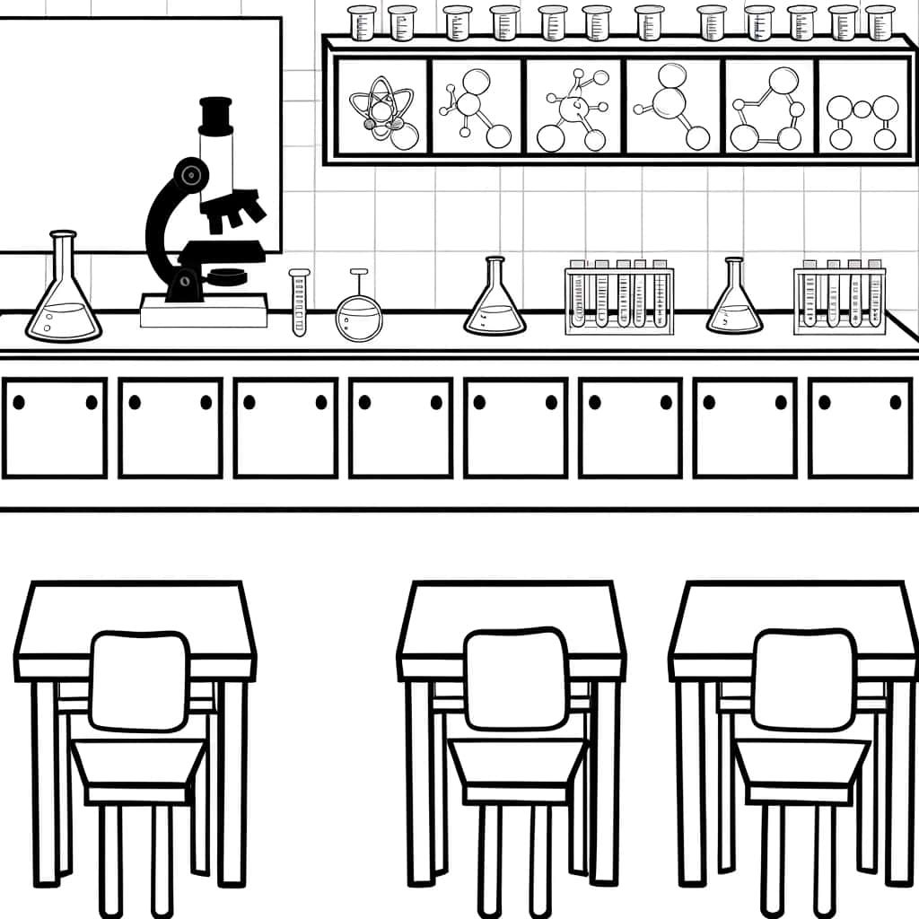 Coloriage Laboratoire de chimie à imprimer et colorier