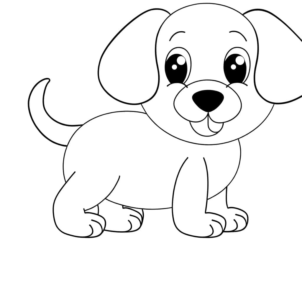 Coloriage Chiot joyeux à imprimer et colorier