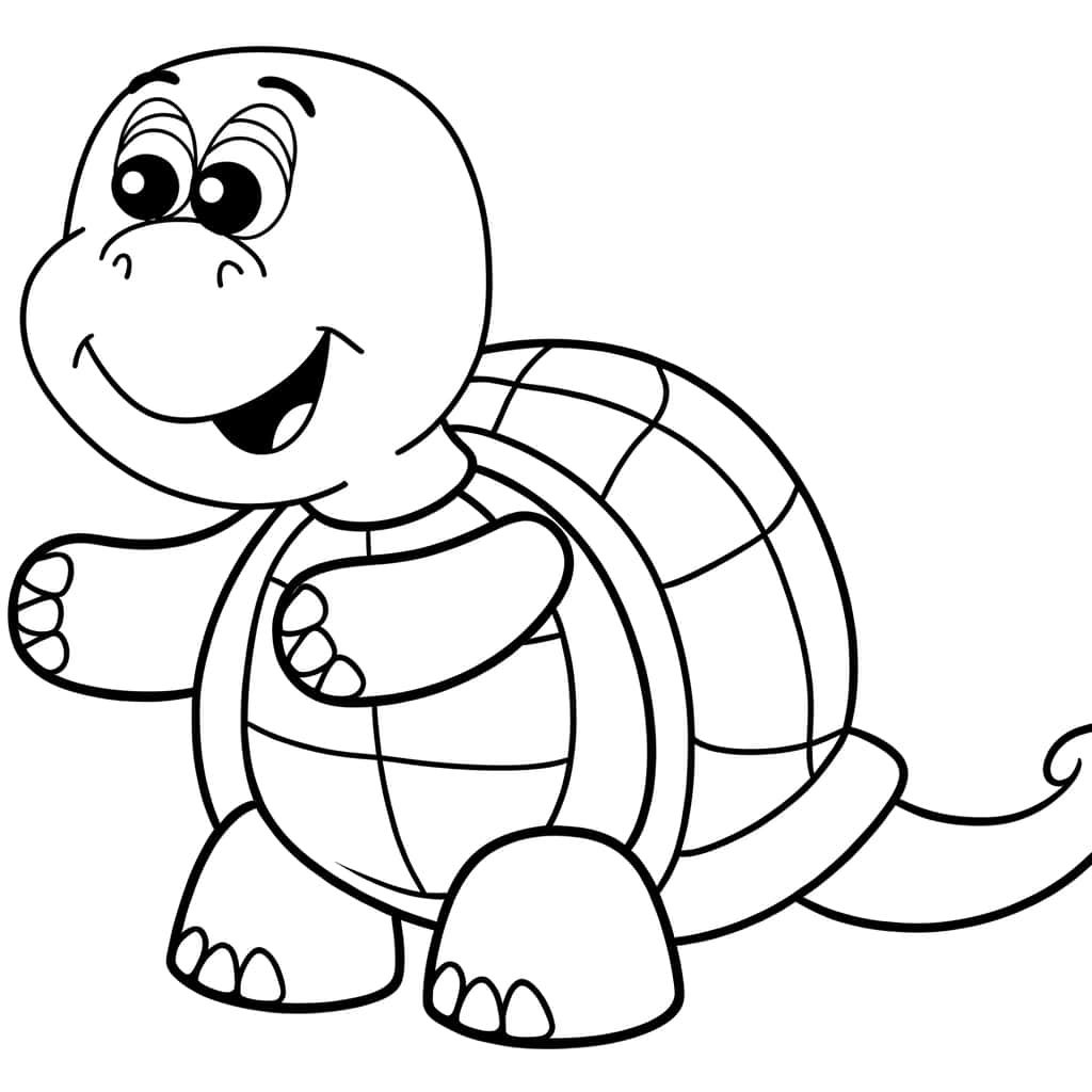 Coloriage Tortue souriante à imprimer et colorier