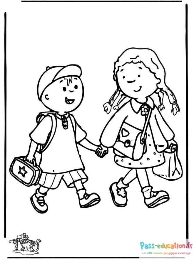 Coloriage Amis à l'école à imprimer et colorier