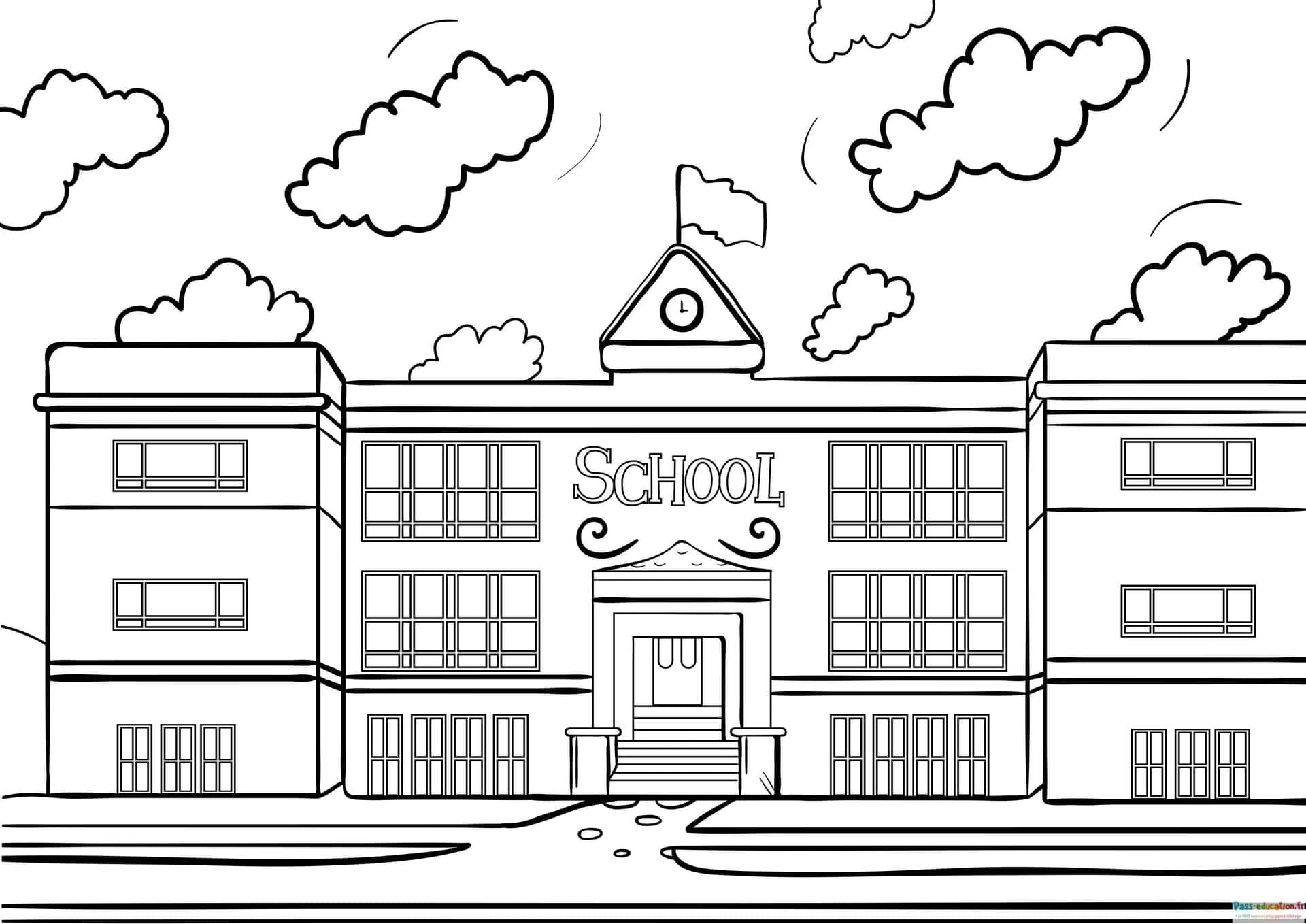 Coloriage École paisible à imprimer et colorier