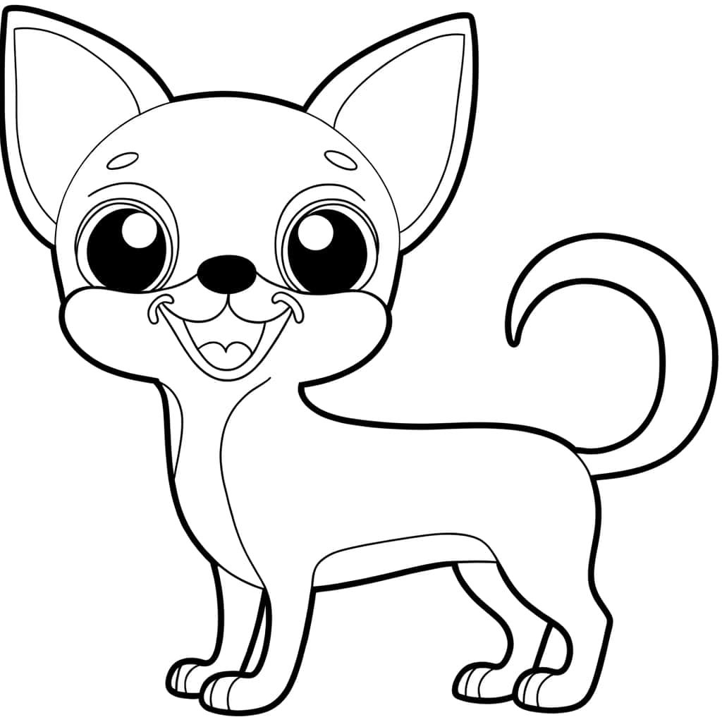 Coloriage Chihuahua souriant à imprimer et colorier