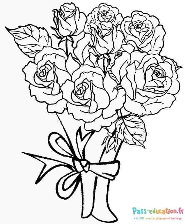 Coloriage Bouquet de roses à imprimer et colorier