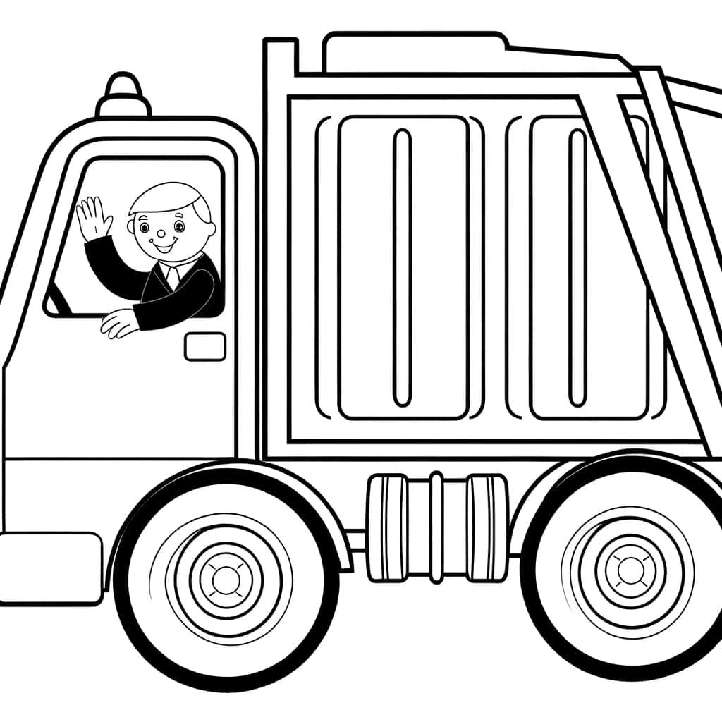 Coloriage Camion Poubelle à imprimer et colorier