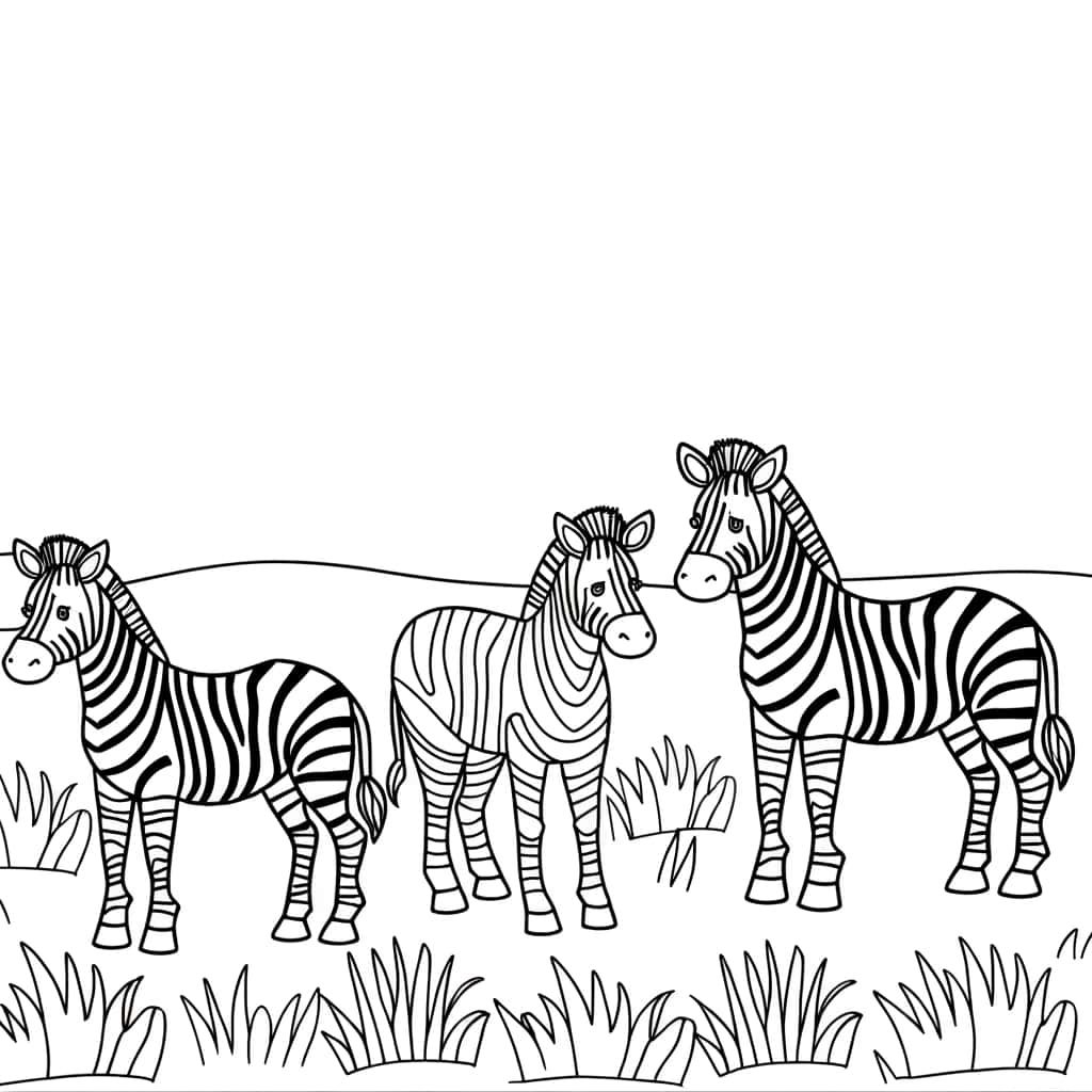 Coloriage Trois zèbres à imprimer et colorier