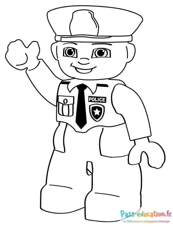 Coloriage Policier souriant à imprimer et colorier