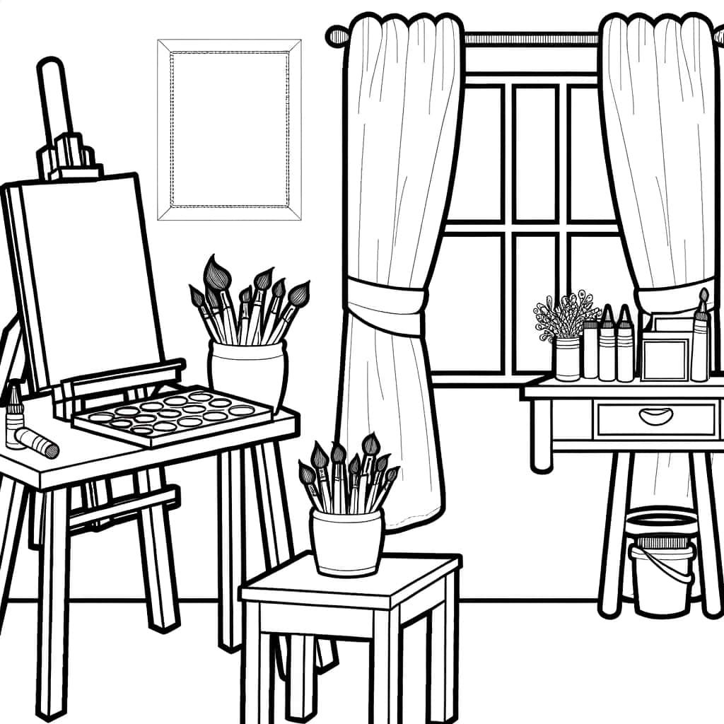 Coloriage Atelier d'artiste à imprimer et colorier