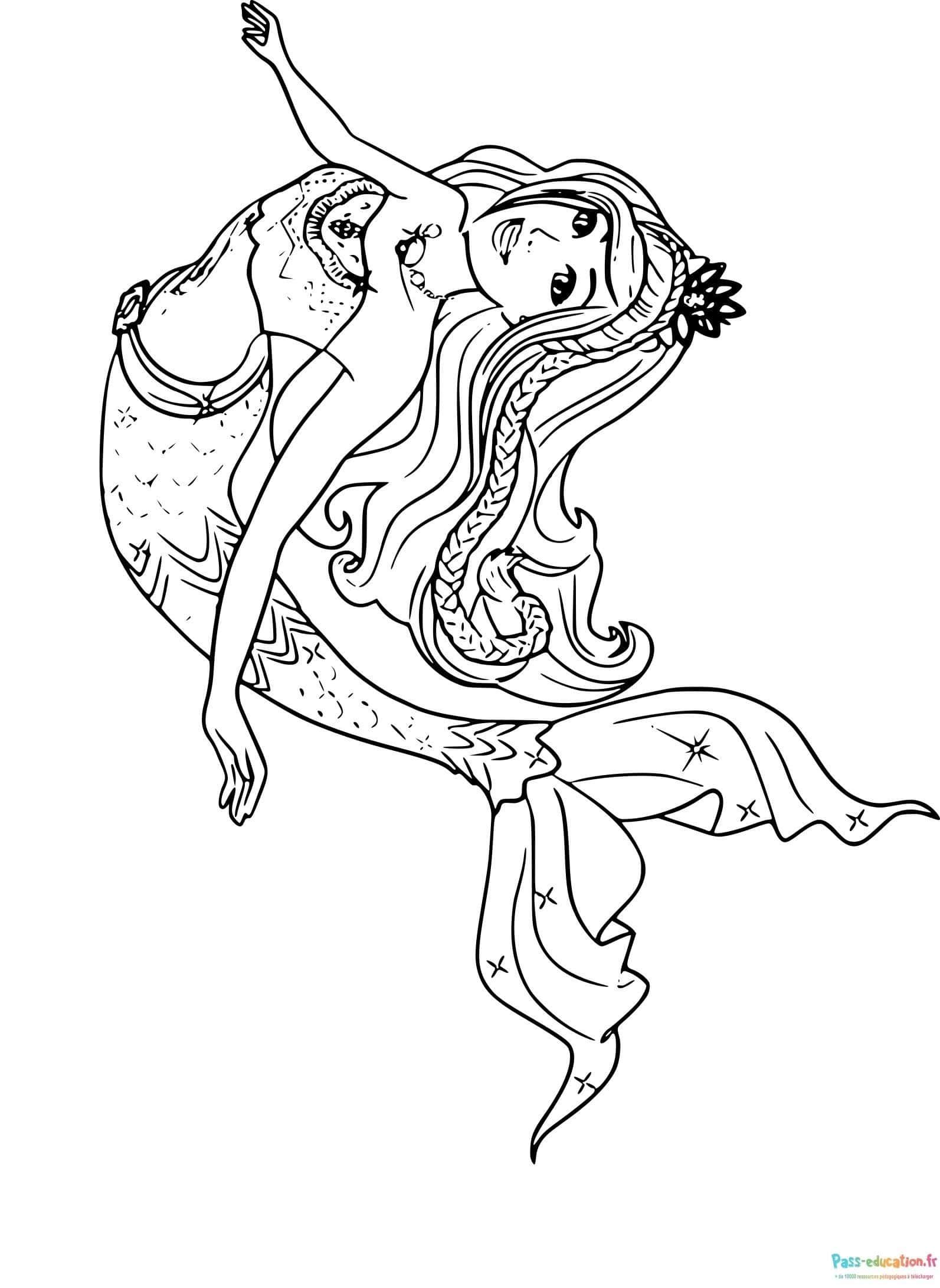 Coloriage Sirène joyeuse à imprimer et colorier