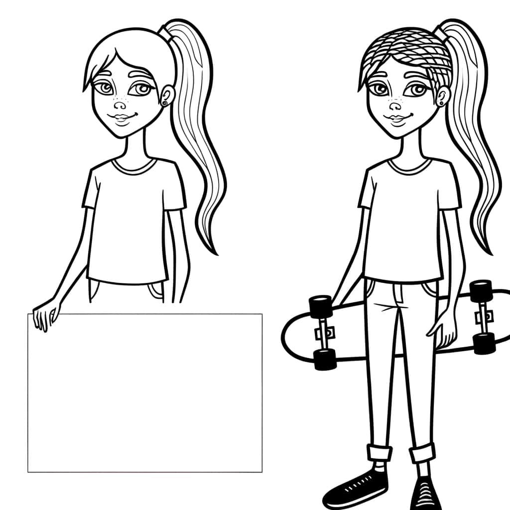 Coloriage Ado avec skateboard à imprimer et colorier