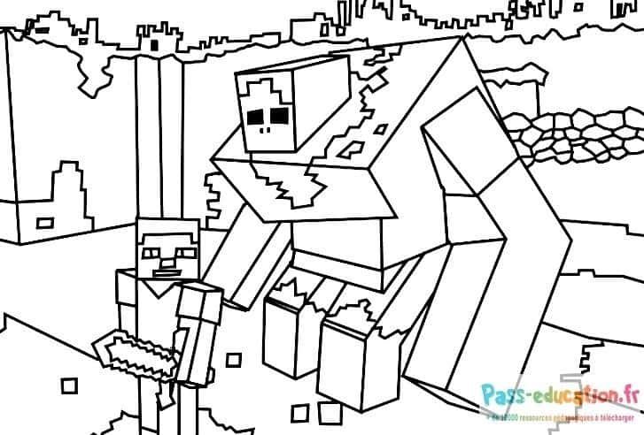 Coloriage Minecraft combattants à imprimer et colorier