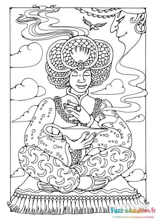 Coloriage Génie d'Aladdin à imprimer et colorier