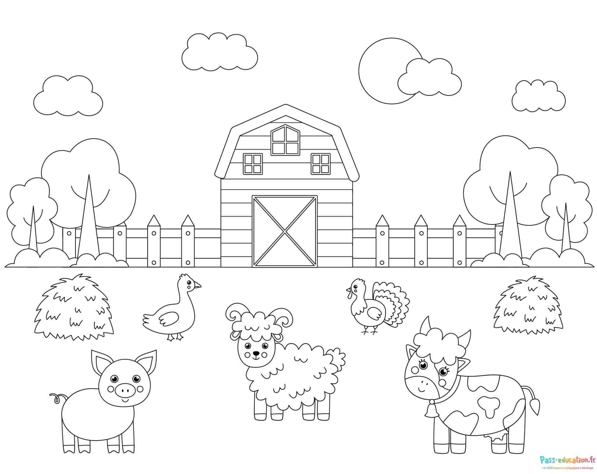 Coloriage Scène de ferme à imprimer et colorier