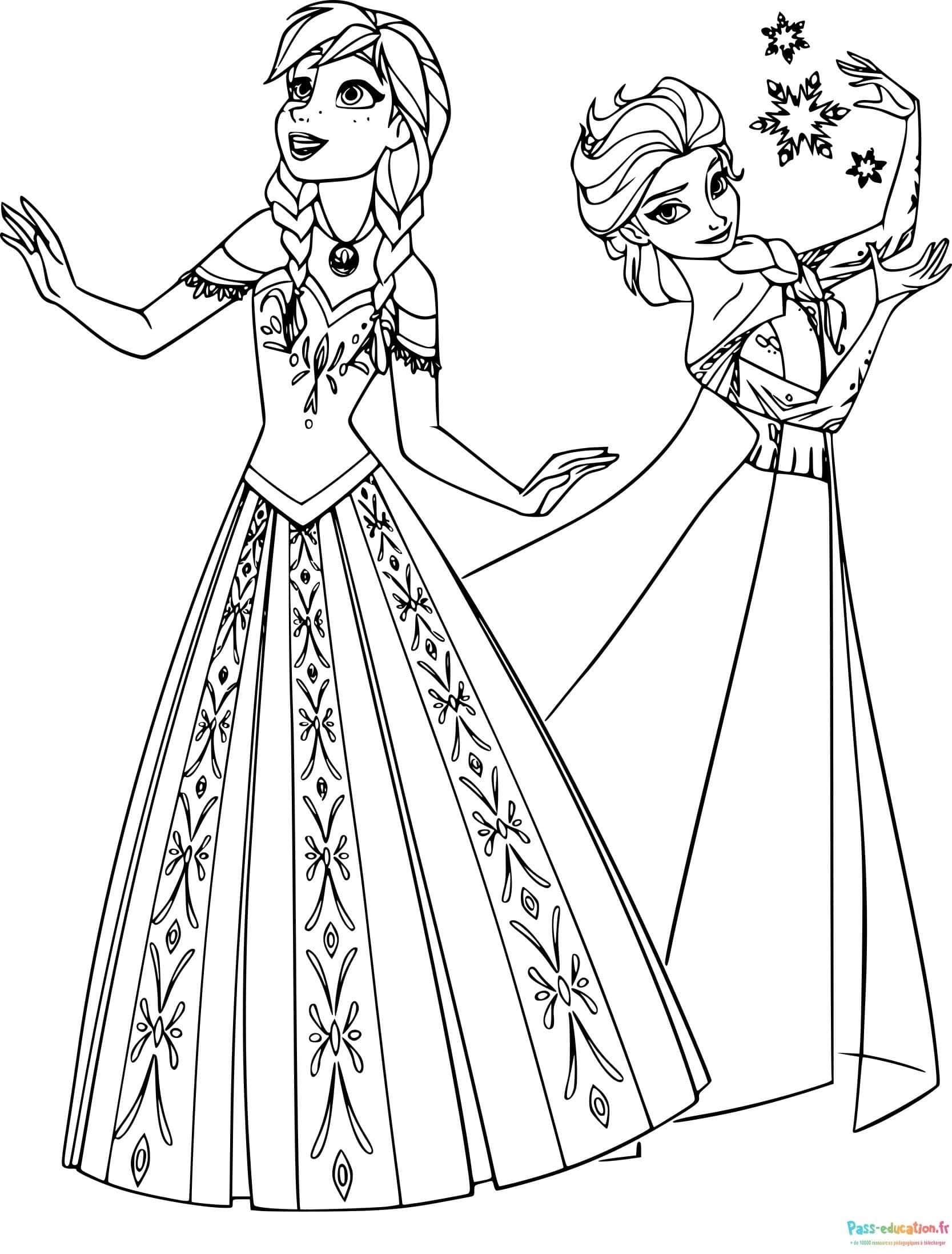 Coloriage Anna et Elsa à imprimer et colorier
