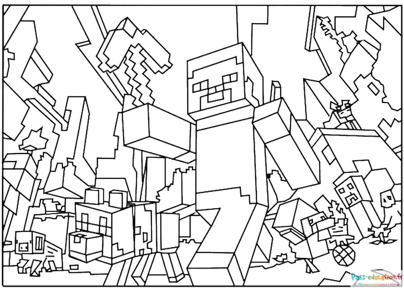 Coloriage Aventure Minecraft à imprimer et colorier