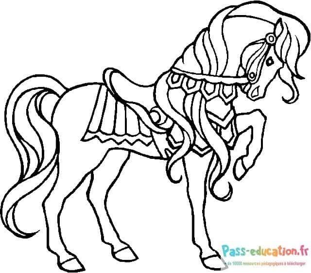 Coloriage Cheval décoré à imprimer et colorier