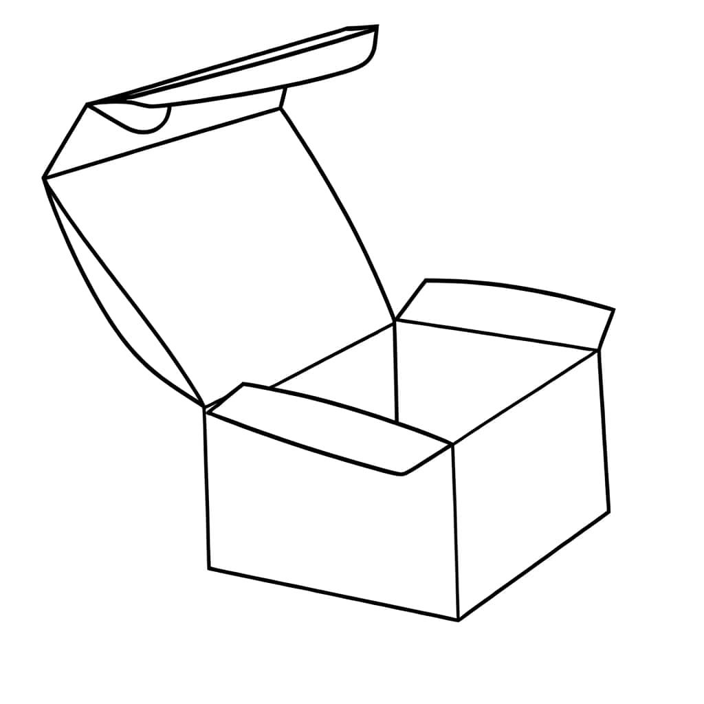 Coloriage Boîte en carton ouverte à imprimer et colorier