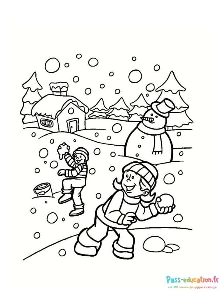 Coloriage Jeu en neige à imprimer et colorier