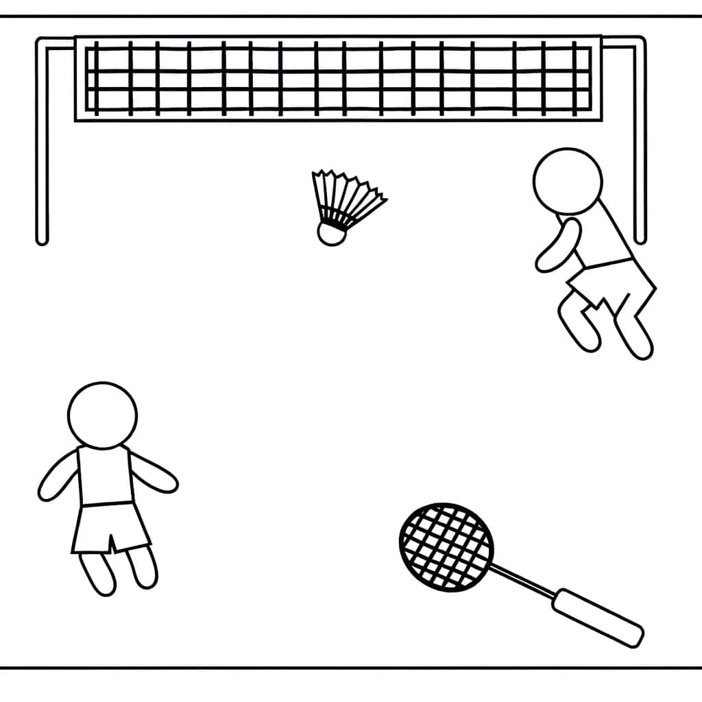 Coloriage Jeu de badminton à imprimer et colorier