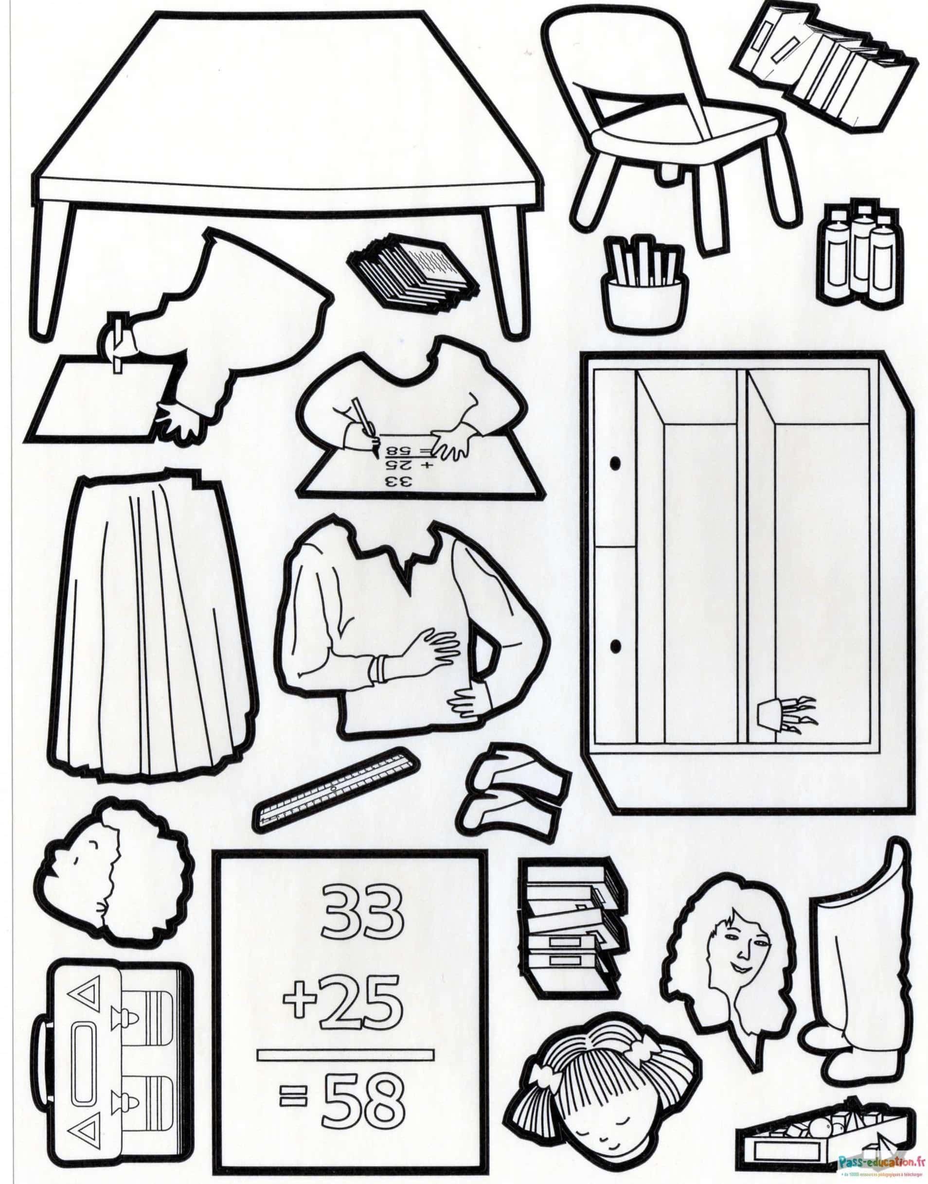 Coloriage Fournitures scolaires à imprimer et colorier