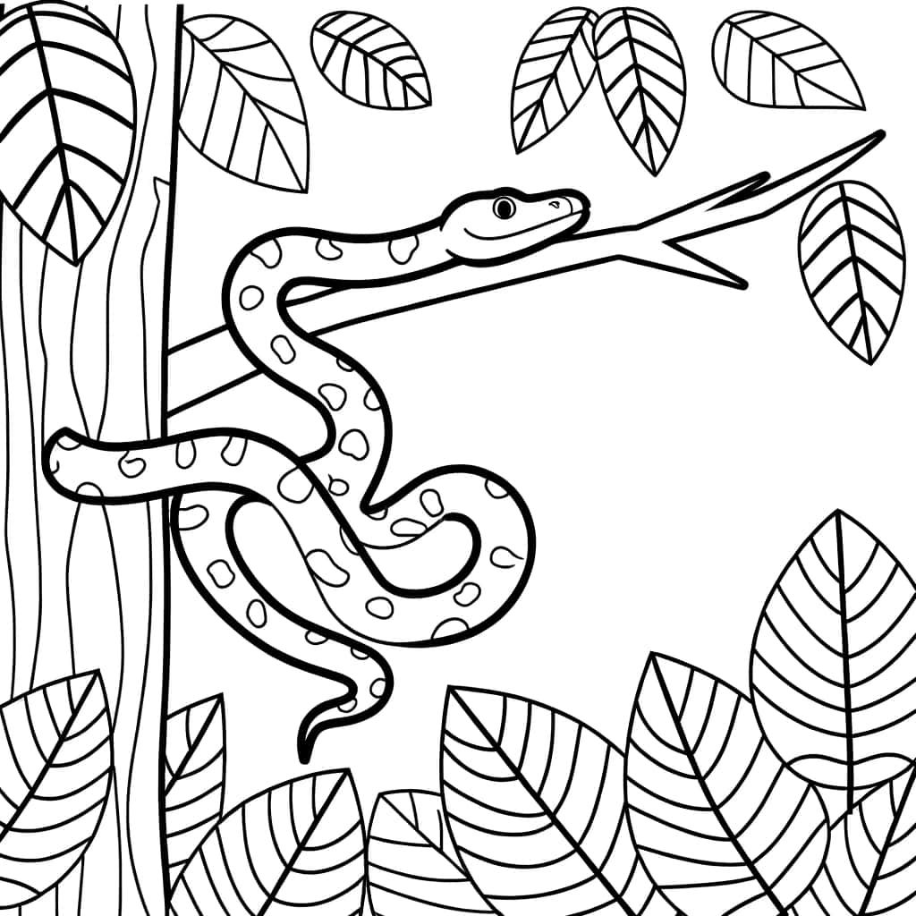 Coloriage Serpent dans la jungle à imprimer et colorier