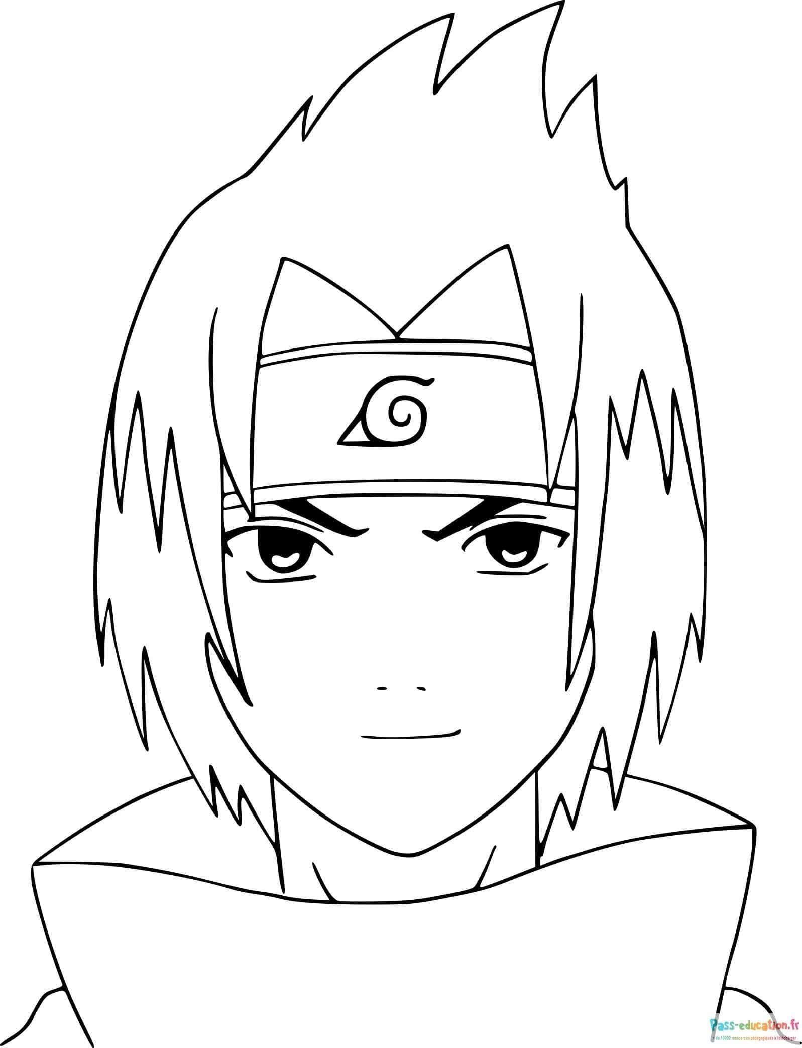 Coloriage Sasuke en action à imprimer et colorier