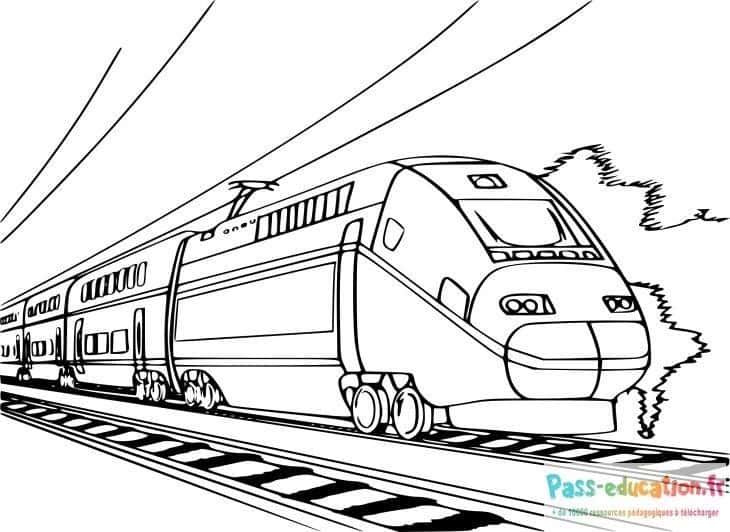 Coloriage Train à grande vitesse à imprimer et colorier