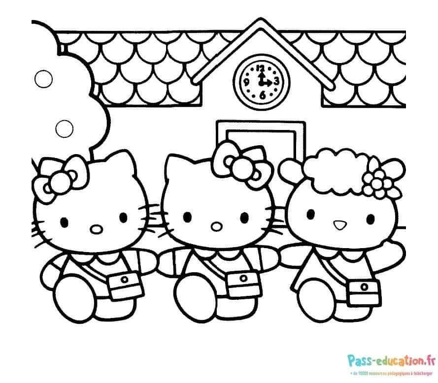 Coloriage Hello Kitty école à imprimer et colorier