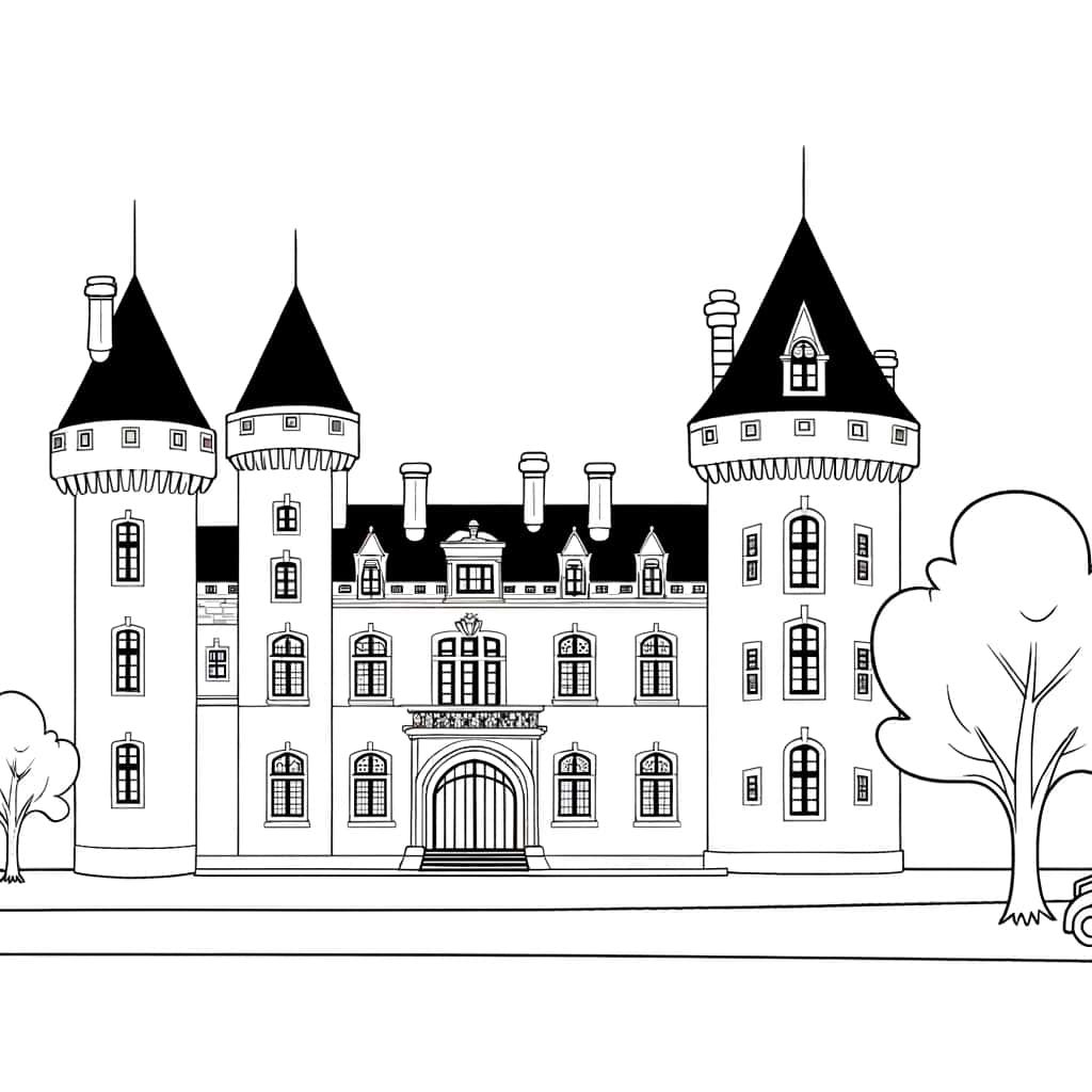 Coloriage Château médiéval à imprimer et colorier