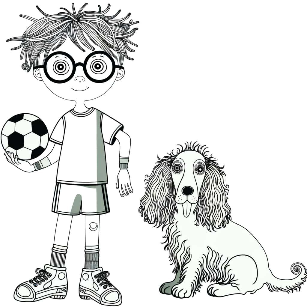 Coloriage Garçon et chien à imprimer et colorier